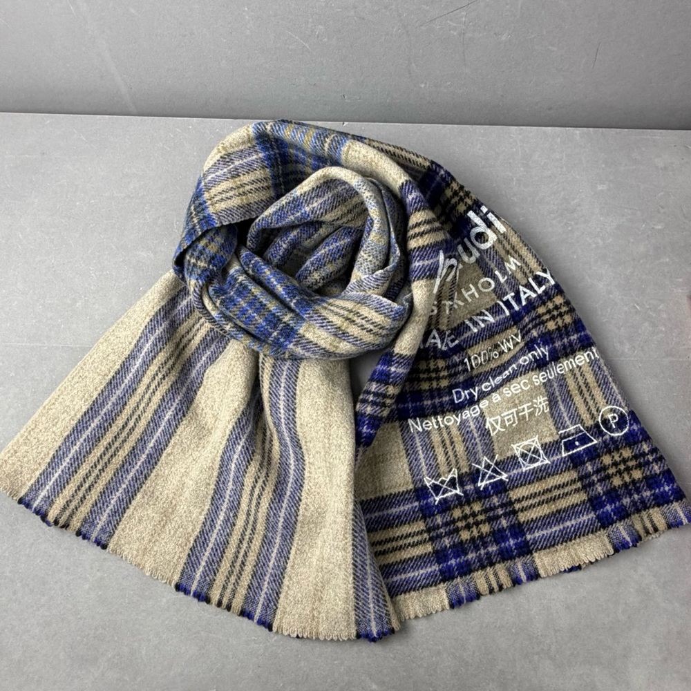 Authentic Acne Blue and Beige Checkered Scarf